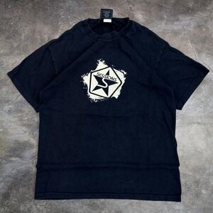 Vintage Sessions Skateboards Faded Black Tee Men's Size Small Surf Grunge Y2K